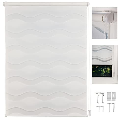 metablo Duo Rollo Welle Klemmfix ohne Bohren für Fenster und Türen mit Klemmträger Weiß 120x160 cm
