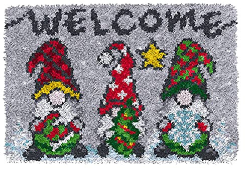 DIY Weihnachten Knüpfteppich Tapisserie Teppich Zum Selber Knüpfen Knüpf-Sets Knüpfen Set Kreuzstich Set Für Kinder Und Erwachsene Handwerk Geschenke 52Cmx35cm