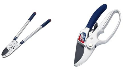 Spear and Jackson 8290RS Razorsharp Advance Heavy Duty Telescopic Ratchet Anvil Lopper & Spear and Jackson 6358RS Razorsharp Ratchet Anvil Secateurs, Silver