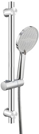 60CM Shower Riser Rail Kit Adjustable Shower Slide Bar with 5-Function Handheld Shower Head and 150CM Shower Hose SUS304 Stainless Steel Shower Holder Bracket Polished Finish