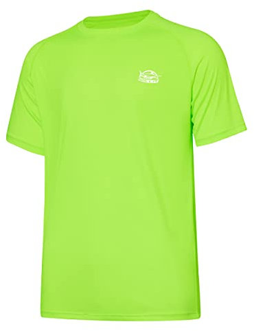 WILLIT UV Shirt Herren Rashguard T-Shirt Kurzarm Schwimmshirt UPF 50+ Schnelltrocknend Leicht Atmungsaktiv Outdoor Surfen Angeln Fluoreszierend Grün XL