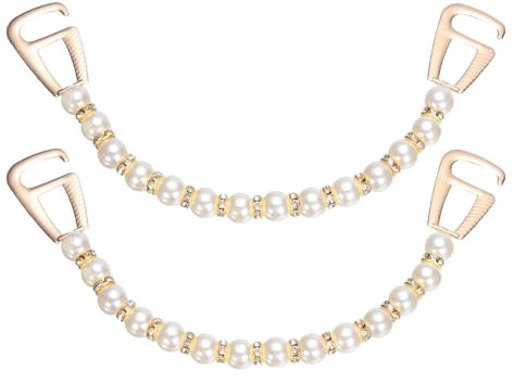 sourcing map 2pcs Shoe Charm Chains Clog Sandals Shoes Chain Accessories Bead Shape for Shoe Decorations DIY Birthday Women Gifts, White, Gold, Rose Gold