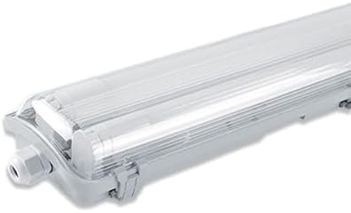 Generico Plafoniera stagna 150cm con neon led inclusi 2x24W 6400K luce bianca plafoniera industriale tubi led sostituibili T8 4200 lumen