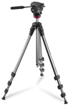 Hama Videostativ mit Fluidkopf (Kamera Stativ für Video, DLSR und Smartphone, Tripod, Dreibeinstativ, mit Handyhalterung, Aluminium Reisestativ, leicht, 46 – 160 cm, bis 7 kg)