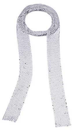 wirepool Glitter Sparkle Scarve Metal Sequins Neck Tie Scarf Party Evening Long Thin Skinny Tie Shawls Neckerchief Gold Silver Necklace Fashion Party Accessories Gift for Women Girl (Silver)