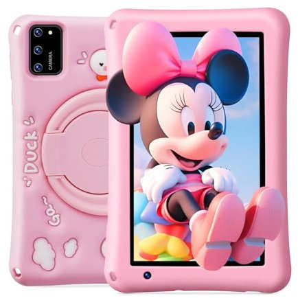 BISAIKASOW Tablet Bambini 7 Pollici, Android 13, 8 GB RAM 64 GB ROM, Tablet Touch Octa-Core, Fotocamera HD 5 MP + 8 MP, Controllo Parentale, Custodia in Silicone Antishock per Bambini (Rosa)