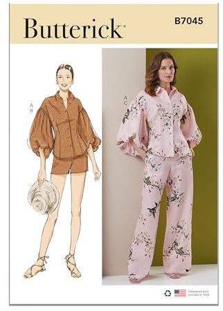 Butterick B7045Y5 Misses' Petite Button-Front Top, Shorts and Pants Sewing Pattern Packet, Design Code B7045, Sizes 18-20-22-24-26