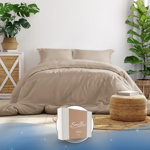 Samthus Ropa de cama 135x200 Algodón Satén - Oeko-Tex Made In Green - Sueño celestialmente suave - Juego de ropa de cama con 1x funda nórdica 135x200 + 1x funda de almohada 40x80 - Funda de edredón