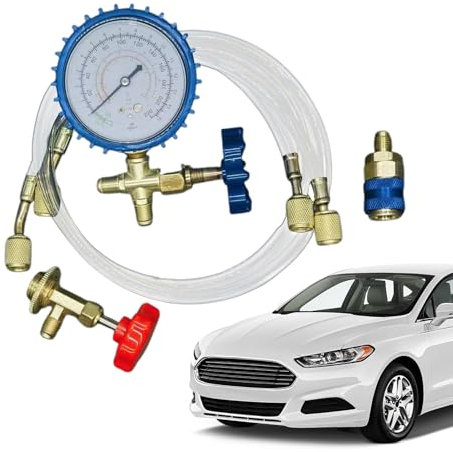 Kit de recarga de aire acondicionado para coche, juego de recarga de refrigerante de aire acondicionado para vehículos, acoplador rápido de manguera de manómetro, herramienta de reparación de CA