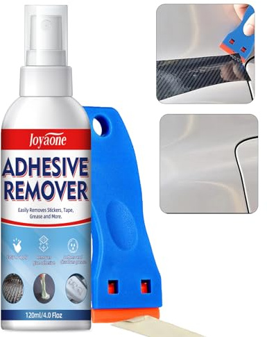 Adhesive Remover 120ml, Sticker Remover with Plastic Scraper Tool, Surface Safe Formula for Cars, Glass and Walls, Fast-Acting Glue Cleaner for Labels, Decals, Tape, Residue and Stubborn Stains
