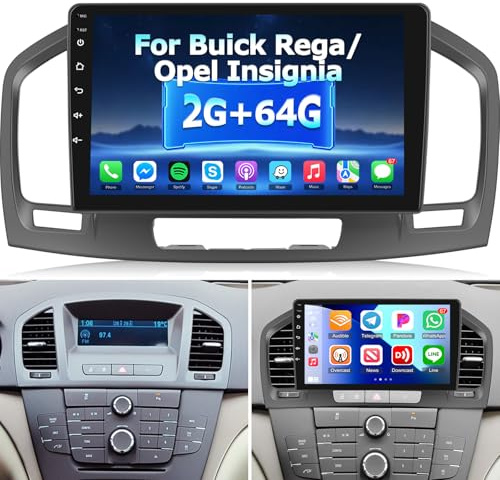 NHOPEEW Radio de Coche 2+64G para Buick Regal 2009-2013/Opel Insignia 2008-2013 - Carplay inalámbrico y Android Auto - Estéreo Android 13 de 9 Pulgadas con WiFi EQ GPS Mirror Link FM RDS