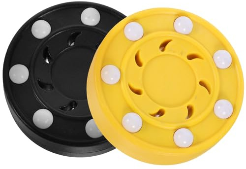 SHERCHPRY Discos de Hockey sobre Patines 2 Piezas, Discos Duraderos de PP para Entrenamiento y Competición, Balones Profesionales para Patinaje y Hockey en Línea, Uso en Color Aleatorio