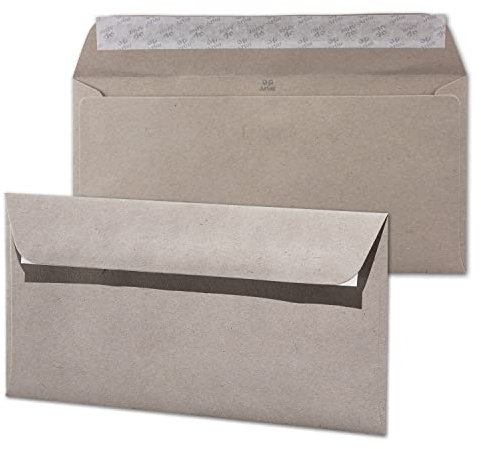 ARTOZ 25 x Briefumschläge DIN LANG - Farbe: beech (hellgrau/hellbraun) - 11,4 x 22,4 cm - mit Haftklebung und Abziehstreifen - Serie Greenline
