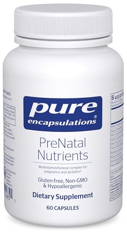 Pure Encapsulations PreNatal Nutrients - for Pregnancy & Lactation - Aids Energy & DNA Development* - with Folate, Choline & Iron - Gluten Free & Non-GMO - 60 Capsules
