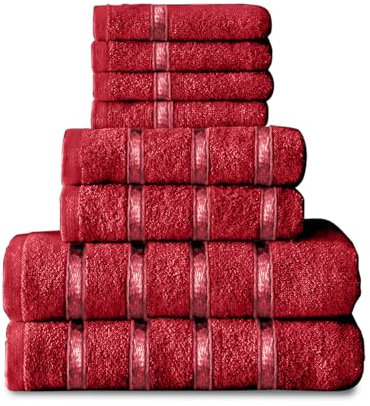 GC GAVENO CAVAILIA Super Soft Towel Handtuch-Ballen, Baumwolle, Rot, 8Pc Bale Set, 8