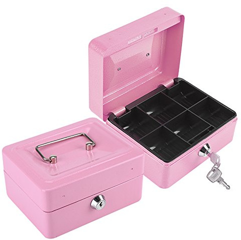 Coffre de sécurité Mini Portable, Petite Caisse verrouillable en Argent Liquide Coffre-Fort de sécurité Coffre Livres de chèques Livres Photos de Petits appareils de Stockage électronique(Rose)