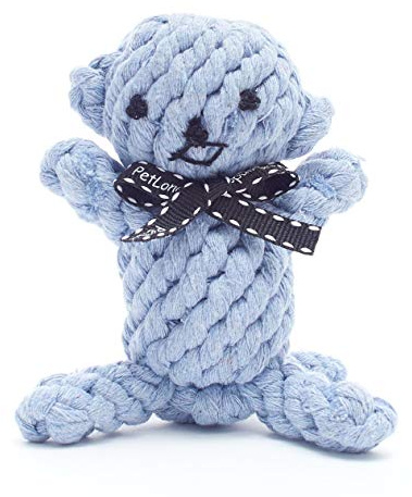 Pet London Teething & Chewing Rope Toy Animals - 100% Natural Cotton Mix Flossing & Teething Rope Characters - Panda Elephant Giraffe Flamingo Monkey Rope Animal Friend Characters (Monkey)