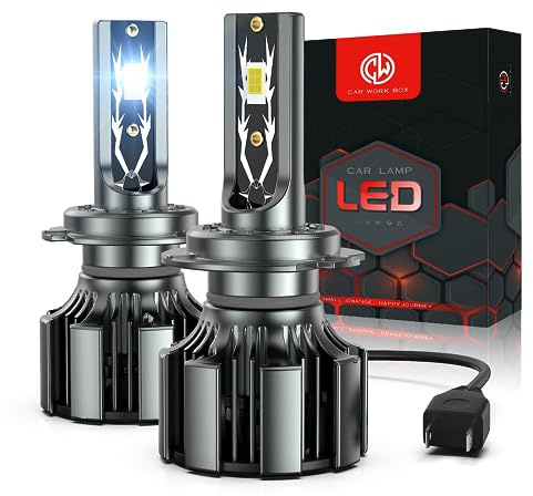 CAR WORK BOX Bombillas H7 LED 16000LM 80W, 6500k Blanco H7 Lámpara de Faro LED Para Coche, 400% Más Brillante Que la Halógena
