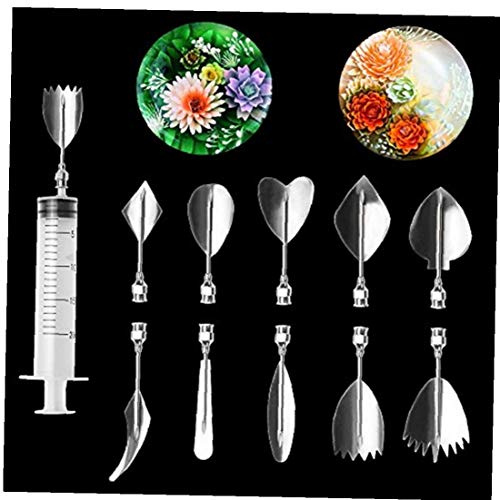 Zonfer 10pcs Art Gâteau Outils 3D Gélatine Outils Jelly Inclut des Outils Gélatine Seringue Pudding Pâtisserie Cake Nozzles Décoration Jelly Pâtisseries