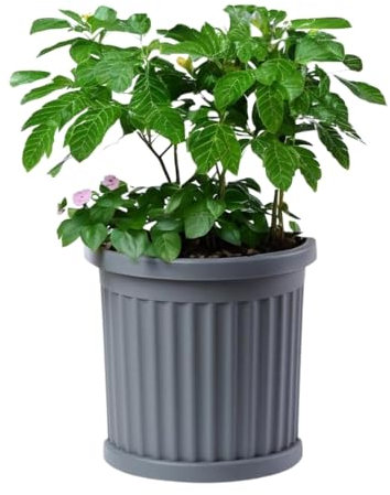 GarPet Pflanzkübel Halbrund direkt an der Wand Pflanzkübel Groß Außen Blumenkübel Outdoor Pflanztopf Pflanzkasten Blumentopf Grau