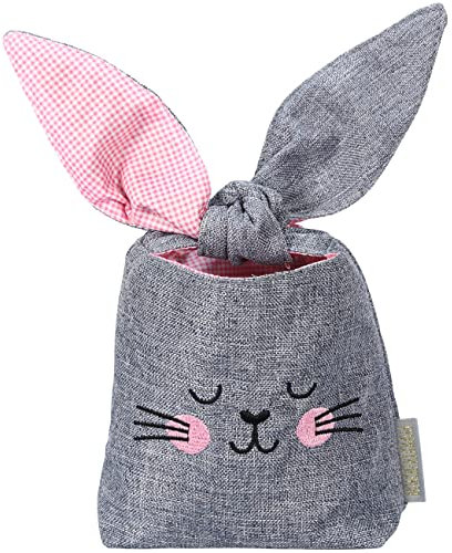 Papierdrachen Osternest Stoff Ohren - Hasen-Osterkorb Rosa - Tasche mit Hasenohren - aus stabiler Baumwolle mit gesticktem Gesicht - Geschenk zu Ostern - zum Sammeln von Ostereiern - Set 2