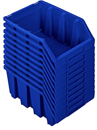 PAFEN Lot de 10 boîtes empilables pour mur à outils 243 x 125 x 175 mm – Boîte de rangement empilable bleue