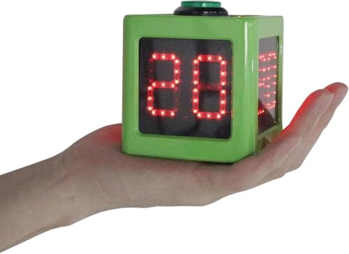 GANXIN Orologio da poker, conto alla rovescia dei secondi, per tornei di poker, casinò, scacchi, 20/30 secondi e ora personalizzata, timer cubo su 4 lati (piccolo, verde)