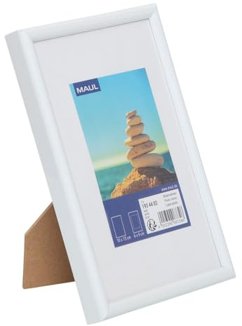MAUL Cadre Photo MAULart 21 x 30 cm, Cadre Photo en Plastique pour Format Portrait ou Paysage, avec Passe-Partout, Cadre Interchangeable à Poser, Idéal pour Photos et Collages, Blanc