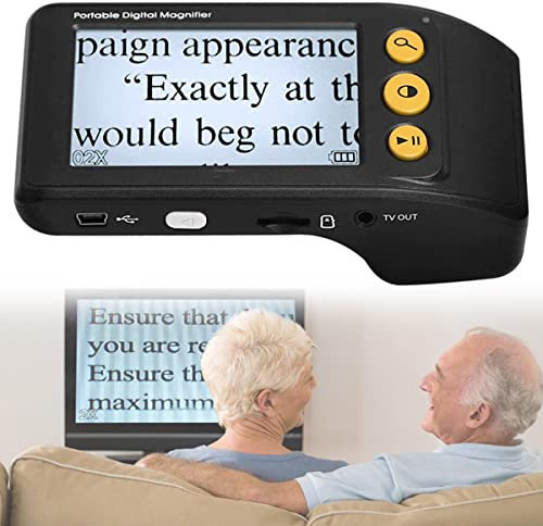 TAHALI Videoingranditore Digitale Portatile Lente di ingrandimento per ipovedenti da 3.5 Pollici, ausilio visivo per Lettura con Diverse modalità Colore,Black
