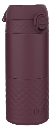 ION8 Insulated Travel Mug, Leak Proof, Triple Lock Secure, Spill-Free in Transit, Hygienic Cover, Easy-to-Clean, Perfect On-The-Go, Soft Base, Stainless Steel, BlackBerry