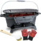 holz4home® BBQ Gusseisen Grill I 50x25x23 cm I 3-teiliges Set inkl. Bürste und Handschuhe I Tragbarer Holzkohlegrill mit Grillrost Camping Feuertopf