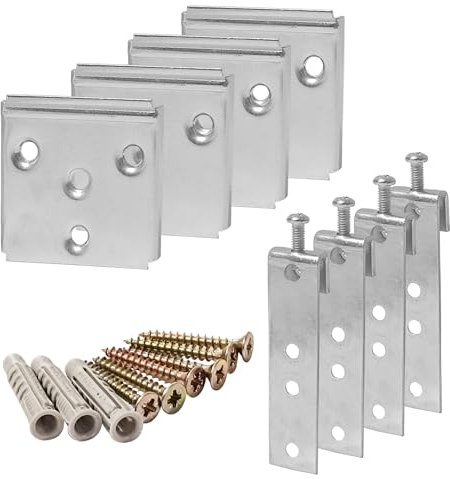 Herrajes para colgar cabeceros cama - PACK de 6, Anclajes para cabeceros de cama, Soporte para sujetar cabecero pesado a la pared