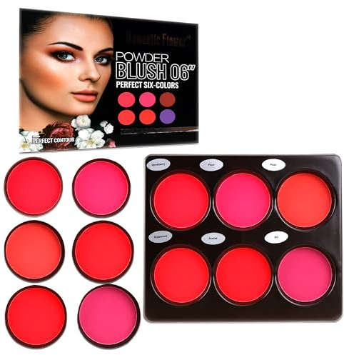Katiluxiya 6-Farben Blush Palette, Langanhaltendes High Pigment Matte gepresstes Puderblush für Wangen, Matt Shimmer gepresstes Puderblush, Gesicht Matte Pink, Pfirsich, Rose Palette Blush (6, 01)