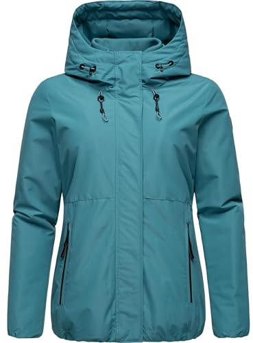 Ragwear Sunniva YOUMODO XS-3XL Chaqueta de invierno corta para mujer, cálida, impermeable y transpirable, con forro interior de piel de peluche, verde océano., S