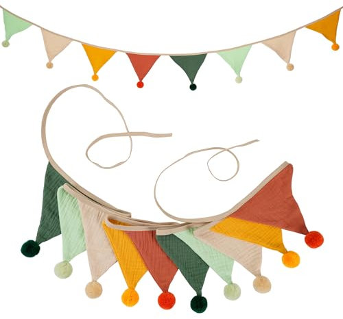 Buer Homie stoffgirlande wimpelkette, Outdoor Girlande wetterfest, babyzimmer Junge Dekoration, mini wimpelkette für Geschenke (dunkle Bonbonfarbe, 2,6 m)