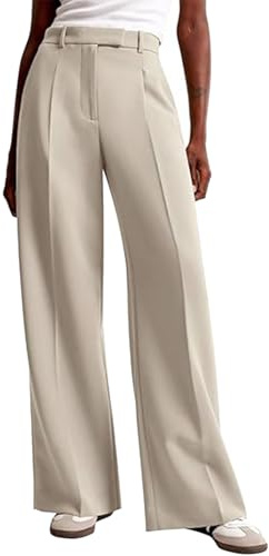 Pantaloni da donna in tessuto, eleganti pantaloni da palazzo, a gamba dritta, comodi, larghi, per il tempo libero, casual, leggeri, elasticizzati, con tasche