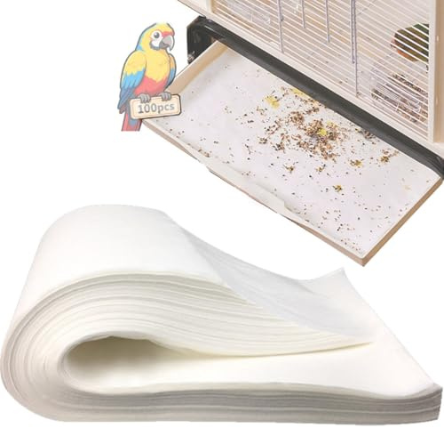 Lesimnky 100 fogli di carta per gabbie per uccelli, 28 x 50 cm, di grandi dimensioni, usa e getta, in tessuto non tessuto, pretagliati, assorbenti, accessori per animali domestici, uccelli, pappagalli
