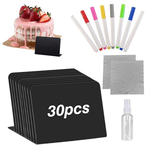 30 lavagnette piccole, mini lavagne da scrivere con 8 penne, 2 panni per la pulizia, 1 flacone spray da 100 millilitri, piccola lavagna per buffet, feste e caffè, giorno di prezzo, tavolo, buffet