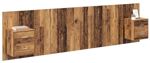 vidaXL Tête de lit avec Armoire 3 pcs Bois Ancien Bois d'ingénierie, Solution de Rangement Chic pour Chambre, tête de lit Moderne, Cabinet Flottant Mural, Design Minimaliste Efficace