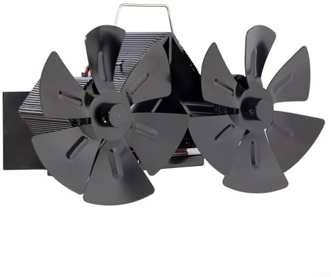 Ventilador de chimenea de doble cabeza, 12 aspas, montado en la pared, ventilador de horno sin alimentación, ventilador de estufa alimentado por calor para quemador de leña