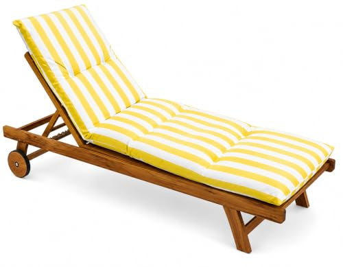 YIJIA Cojín para Tumbona Exterior, Desenfundable con Cremallera, Fijación Elástica Antideslizante para Jardín, Terraza, Piscina y Playa, Colchoneta Acolchada con Relleno de Fibra (180x55x8 cm)