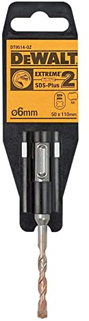 DEWALT SDS-Plus Hammerbohrer/Schlagbohrer EXTREME 2 (6x110x50 mm, für den Dauereinsatz in härtestem Beton, Mauerwerk, Natur- und Kusntstein) DT9514-QZ, Multi, 6 x 110 mm