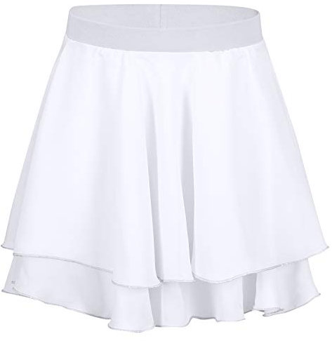 tanzmuster ® Ballettrock Mädchen - Elli - aus Chiffon zum Reinschlüpfen fürs Kinder Ballett in weiß, Größe 140/146