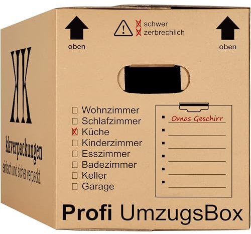 Cartons de déménagement 2 plis, 15 pièces | Extra stable et empilable avec double arbre | Base papillon robuste | Capacité de charge élevée | Idéal pour chaque mouvement