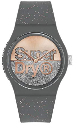 Superdry Damen Analog Quarz Uhr mit Silicone Armband SYL273E