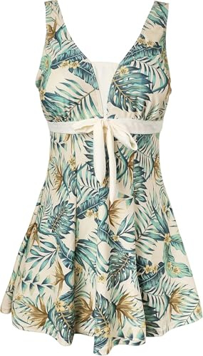 ECUPPER Women's Plus Size Swim Dress One Piece Lemon Yellow S