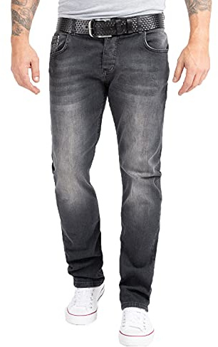 Rock Creek Herren Jeans Regular Fit Stretch Jeans Männerhose Herrenjeans Denim Hosen Herrenhose Straight Cut Stonewashed RC-2158 Grau W44 L36