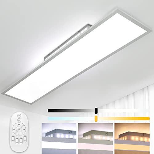 Aimosen Regulable LED Lámpara de Techo 120x30 cm, 52W Panel LED Techo Rectángulo con Mando a Distancia, 2700K–6500K Frío Natural Cálido Blanco Luz Plafón Techo para Salón Taller Cocina Oficina Balcón
