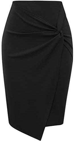 ORANDESIGNE Jupe Crayon Femme Moulante Business Taille Haute Sexy et Élégant Vintage Bodycon Droite A-Noir M