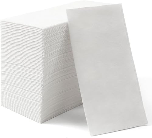 SUZZYVINE Servilletas de tela como servilletas, servilleta de fiesta de lino, Nakpins de cena desechables, toalla de invitados, paquete de 200, 12x17 pulgadas (blanco)